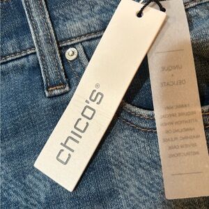 Chico's So Slimming Girlfriend Slim Leg Jeans with Bleached Floral Print.